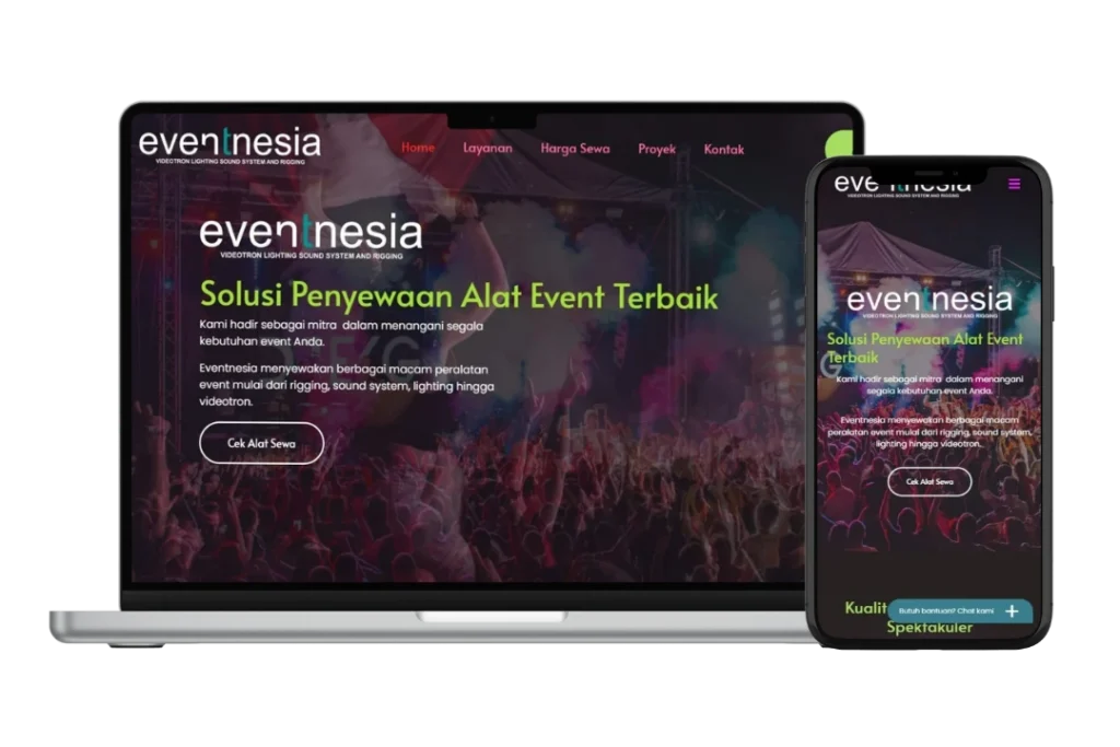 portofolio jasa pembuatan website rental alat event